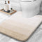OLANLY U-Shaped Toilet Rugs 24x20 - Extra Soft Absorbent Microfiber Non-Slip Plush Shaggy Bath Mat in Light Beige