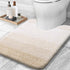 OLANLY U-Shaped Toilet Rugs 24x20 - Extra Soft Absorbent Microfiber Non-Slip Plush Shaggy Bath Mat in Light Beige