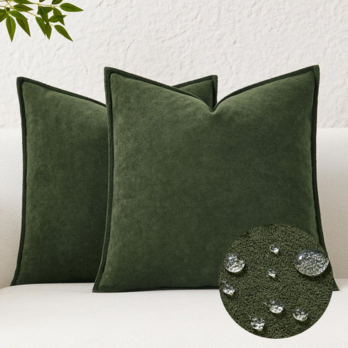 Kevin Textile Spring Waterproof Decorative Pillow Covers Moss Green 16x16 Inch Pack