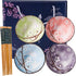 Ceramic Snack Bowl Set of 4 with Chopsticks, Cereal, Rice, Soups, Four Colors: Green, Blue, Pink, Purple, Beautiful Box
