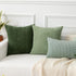 Kevin Textile Throw Pillow Covers, Set of 2 Soft Corduroy Decorative Boho Striped Pillowcases, 24x24 Inch Moss Green