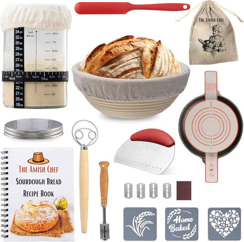 Complete Sourdough Bread Starter Kit, Glass Sourdough Starter Jar Kit & Tons