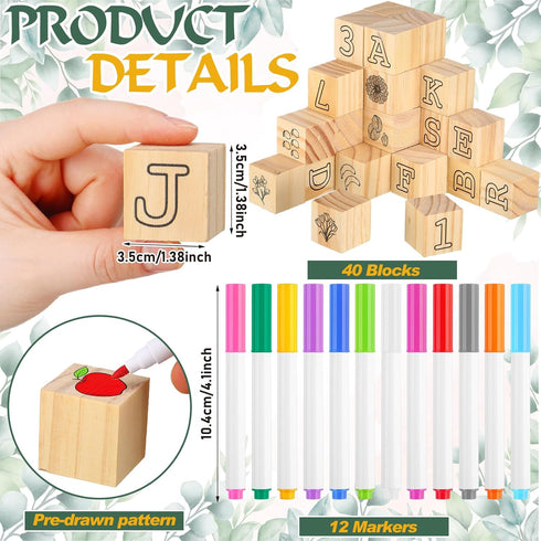 Watersay 53 36 4 1 12 Pcs Baby Shower Games Sign Kit Include ABC Letter Alphabet Blocks DIY Wooden Blocks Block Frame