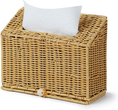 Wicker Hand Towel Box Cover Compatible with Disposable Paper Hand Towels, Wicker