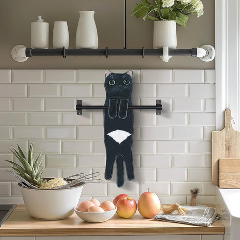 Cat Hand Towels for Bathroom Funny Kitchen Hand Towel Decorative Quick-Dry Hanging Washcloths Cute Soft Absorbent Cat