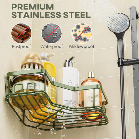 3 Pack 40 LB MAXIFFE X-Large Corner Shower Caddy with Soap Holder, Large Capacity Easy Install No Drilling Stainless