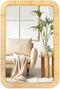 PERFNIQUE Rattan Mirror, 30'' x 20" Rectangle Boho Bathroom Mirror, Decorative Wall