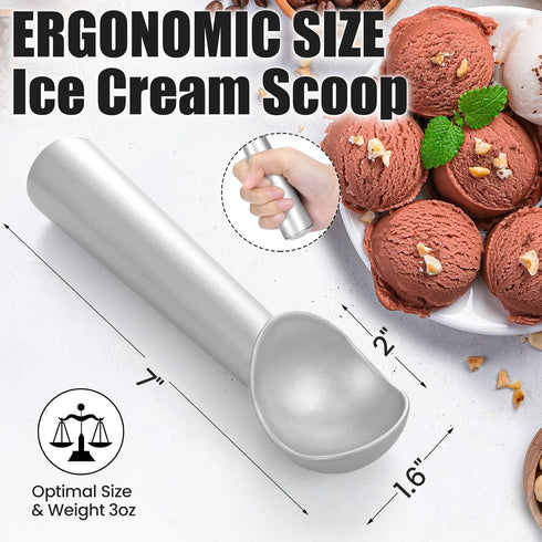 7 inch CUNSENR Ice Cream Scoop - One-Piece Nonstick Aluminum Ice Cream Scooper - Professional Metal Ice Cream Spoon