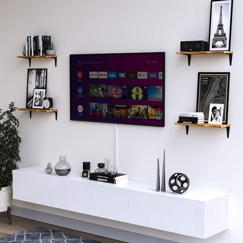 Set 4, 17"x6" Wallniture Arras Floating Shelves for Wall Storage, Wood Wall Shelves for Kitchen Organization