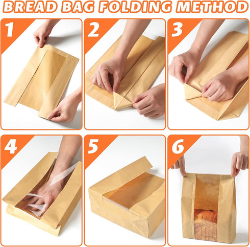 Bread Bags for Homemade Bread - Sourdough Paper Bags with Window, 50% Thicker, 25 Count with Cute Sealing Stickers