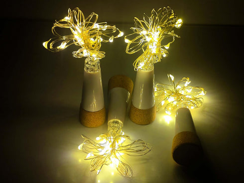4 Pack 20 Wine Bottle Lights with Cork Switch for Liquor Bottles Rechargeable Battery Operated Led Bottle Stopper Warm