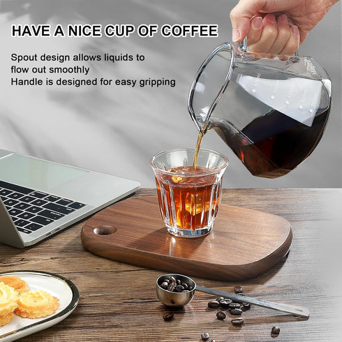 Mongdio 20 oz Pour Over Coffee Maker, High-Heat Borosilicate Glass, 100pcs V60 Filters, Walnut Handle, Gray