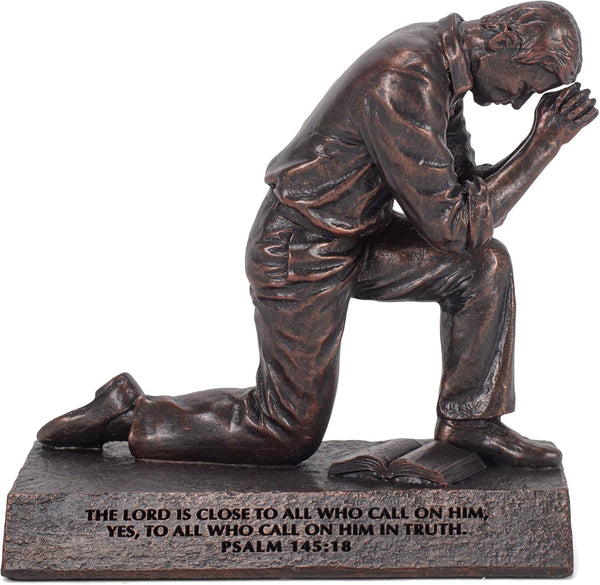 Lighthouse Christian Products Praying Man Seeking God Bronzelike Finish 4.5 x 2.75 Cast Stone Sculpture