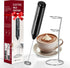 YSSOA Electric Milk Frother Handheld with Stainless Steel Stand, Battery Operated Whisk Mixer for Coffee, Frappe,