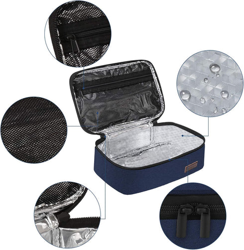 Mini Lunchbox Small Lunch Bag for Men Women, Insulated Thermal Lunch Box, Portable Cooler Bag, Blue