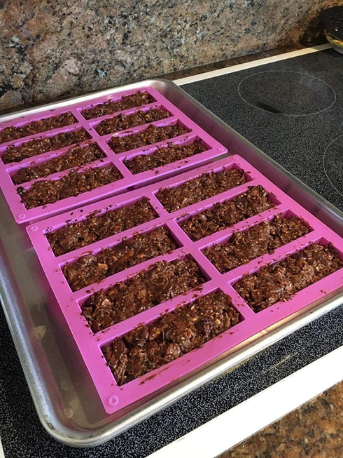 Large Rectangle Silicone Mold, 2 PCS 8-Cavity Granola Bar Moulds for Baking Energy Bar, Chocolate Truffles, Muffin