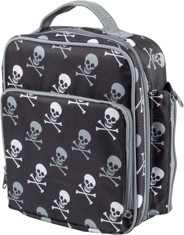 Kids Pirate Insulated Lunch Box with Snack Pocket & Water Bottle Holder - Reusable Bag for Back to School