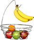 DecoBros Wire Fruit Tree Bowl with Banana Hanger, Chrome Finish