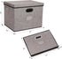 2-Pack Collapsible Storage Bins with Lids, Foldable Fabric Linen Storage Boxes Cube, Gray Closet Organizer (17 x 13 x