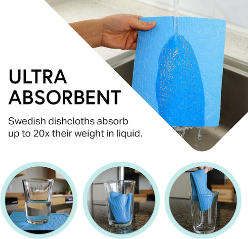 Swedish Wholesale Swedish DishCloths - 10 Pack Reusable Paper Towels, Eco-Friendly Cellulose Sponge Microfiber