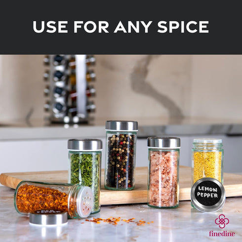 16 Pack FineDine: Stainless steel round spice rack