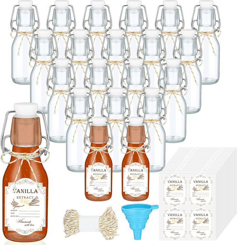 Queekay 20 Pack Mini Swing Top Glass Bottles for Vanilla Extract Homemade