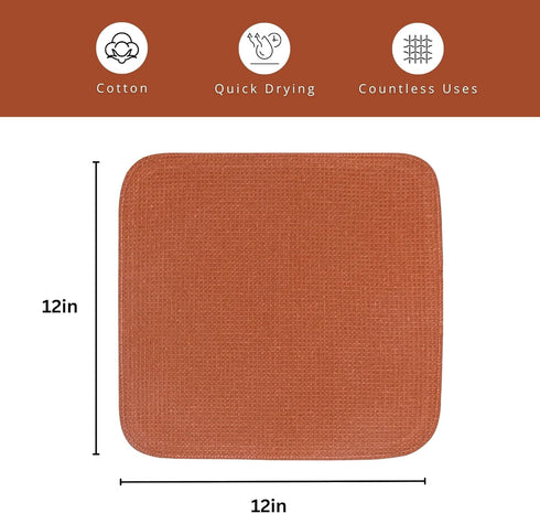 6 Pack 100% 12x12 Inches, Summer PurpleEssences Rust Dish Cloths and Dish Rags - Waffle Weave Solid Kitchen Dish Wash