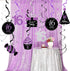 Sweet 16 Birthday Decorations Purple Silver Black, 16th Birthday Party Decor with Foil Hanging Swirls for Women/Girls