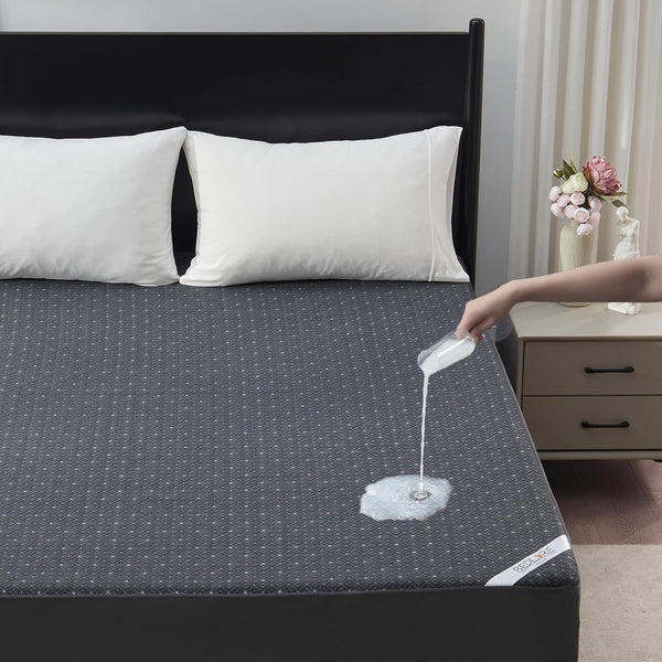 BEDLORE King Mattress Protector, Waterproof Noiseless Mattress Cover with Deep Pocket for 6-18 inches Mattress, Dark