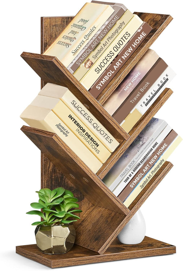VASAGLE Tree Bookshelf, 5-Tier Bookcase, Small Bookshelf, Space-Saving Corner Shelf, Book Tree,