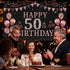 Trgowaul 50th Birthday Decorations for Women - Rose Gold 50th Birthday Banner Backdrop, Happy 50th Birthday Party