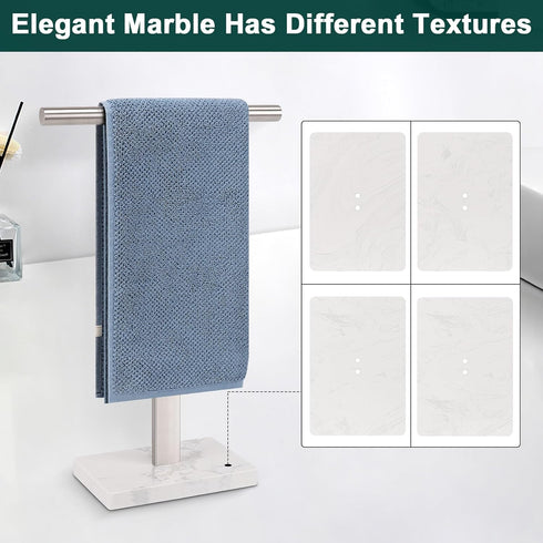 Hand Towel Holder, T-Shape Free-Standing Towel Bar for Bathroom Kitchen Countertop, 304 Stainless Steel (16IN-Marble
