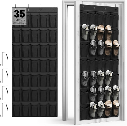 WVM Over The Door Shoe Organizer with 35 Breathable Mesh Pockets, Hanging Shoe