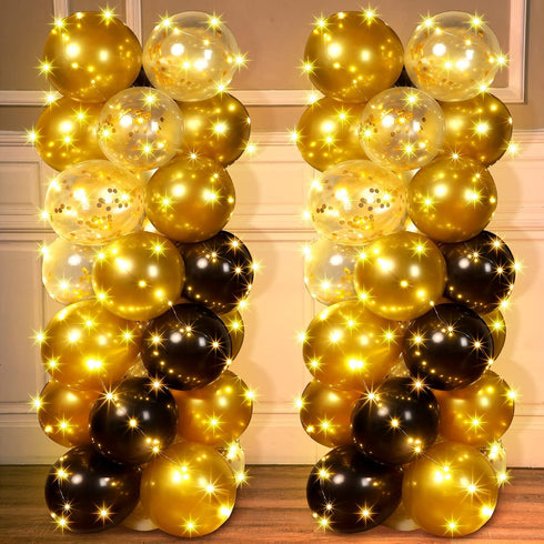 Honoson 2 Set Balloon Column Stand Kit for Floor with LED String Light