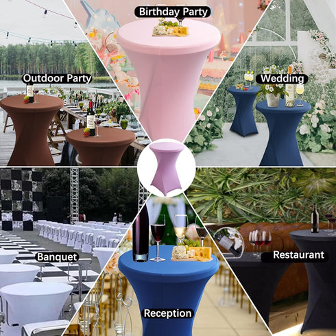 2 Pack 32x43 Inch Cocktail Table Covers - Spandex Round High Top Tablecloth - - Coffee Stretch Fitted Highboy Table