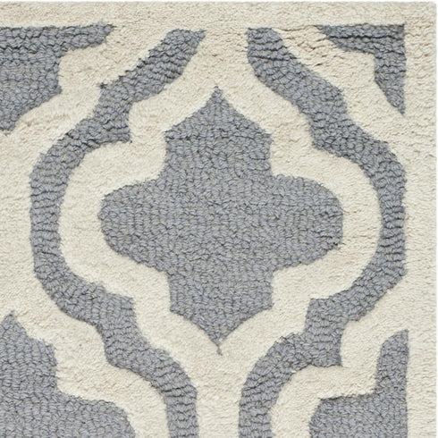 2' 3' CAM132D SAFAVIEH Cambridge Collection x Silver / Ivory Handmade Moroccan Premium Wool Accent Rug