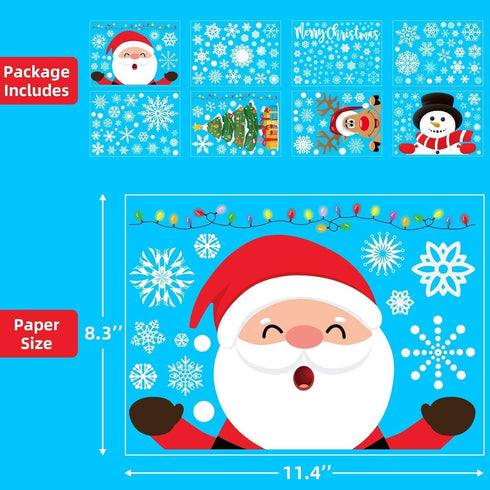 Joy Bang 300 Pcs Christmas Window Clings, Winter Snowflake Stickers, Holiday Decor for Home & Office