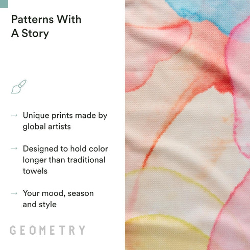 Summer 18" 30" 1-Pack GEOMETRY Spring Kitchen Towels - Double Sided, Quick Dry Microfiber Cloth - Spring & Dish Towels