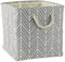 DII Polyester Container with Handles, Herringbone Storage Bin, Large Square, Gray