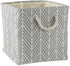 DII Polyester Container with Handles, Herringbone Storage Bin, Large Square, Gray