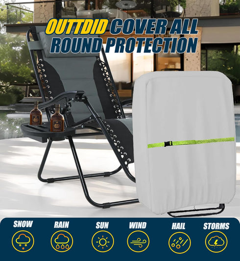 600D 1 Pack 28" 14" 43" Outdoor Zero Gravity Folding Chair Cover Waterproof Patio Foldable Lawn Lounger Recliner Chair