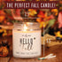 Fall Candles - 'Hello Fall' Candle with Cinnamon, Spice & Pumpkin, Essential Oils, 9oz Jar, 50Hr Burn