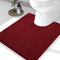 smiry Chenille U-Shaped Toilet Bathroom Rugs | Soft Absorbent Non-Slip Contoured Mats (24"x20", Burgundy)
