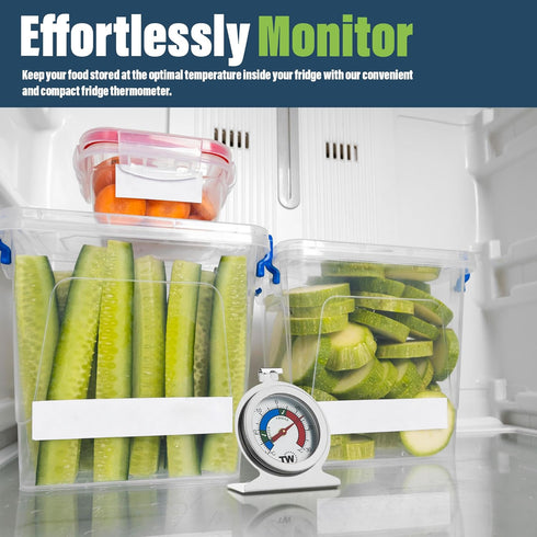 Twin Pack Fridge Freezer Thermometer for Monitoring Refrigerator Temperature - Stainless Steel