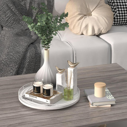 13" Counter Oak Wood Decorative Tray for Home Decor, Tray for Coffee Table Decor Perfume Nightstand Vanity Bathroom