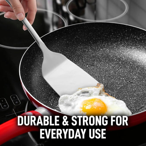 Zulay Kitchen 15" Stainless Steel Cooking Utensil - Durable Kitchen Gadgets, Easy to Clean Metal Accessories