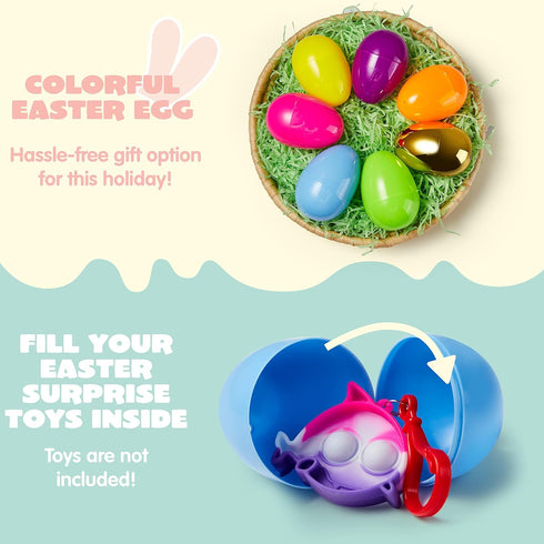 3.15" 494 6 JOYIN PCS Plastic Easter Eggs Golden Eggs, Large Empty Eggshells Fillable for Easter Hunt, Parties, Basket