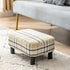 16.54" RF-BD215 IBUYKE Small Footstool, Linen Fabric Pouf, with Padded Seat Pine Wood Legs and Padded Rectangular