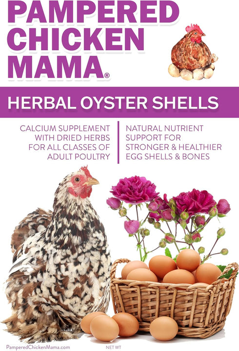 (10 Pampered Chicken Mama Herbal Oyster Shells High Calcium Supplement for Pet Chickens, Ducks, and Other Poultry