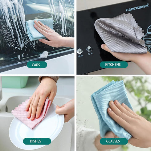 Generic 8, Fish Scale Microfiber Cleaning Cloth Steak Free Glass Window,Car,Mirror,Screen,Windshield, Lint-Free Shower